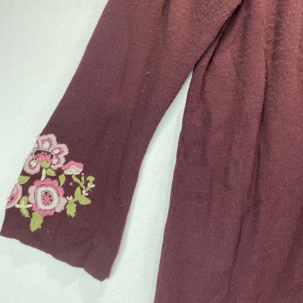 Josephine Chaus Embroidered Overlay Dress Cardigan Women XL Burgundy Wool Blend - Picture 5 of 11